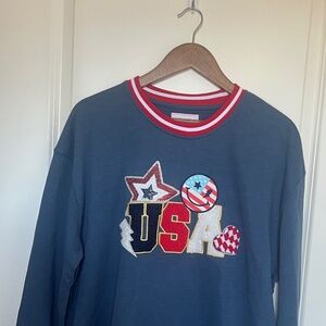 Women's Simply Southern USA Navy Long Sleeve Crew Sweatshirt Size Large